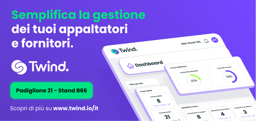 Twind ad Ambiente Lavoro 2026: digitalizzazione e intelligenza artificiale al centro della nuova gestione di appaltatori e fornitori